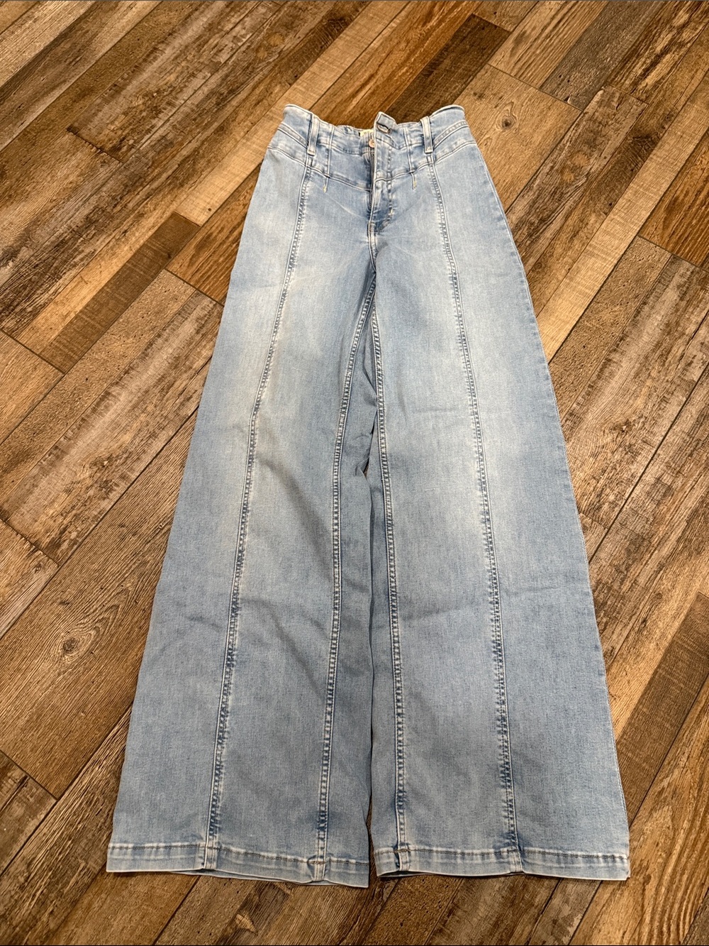 We The Free Light Blue High-Rise Wide Leg Jeans